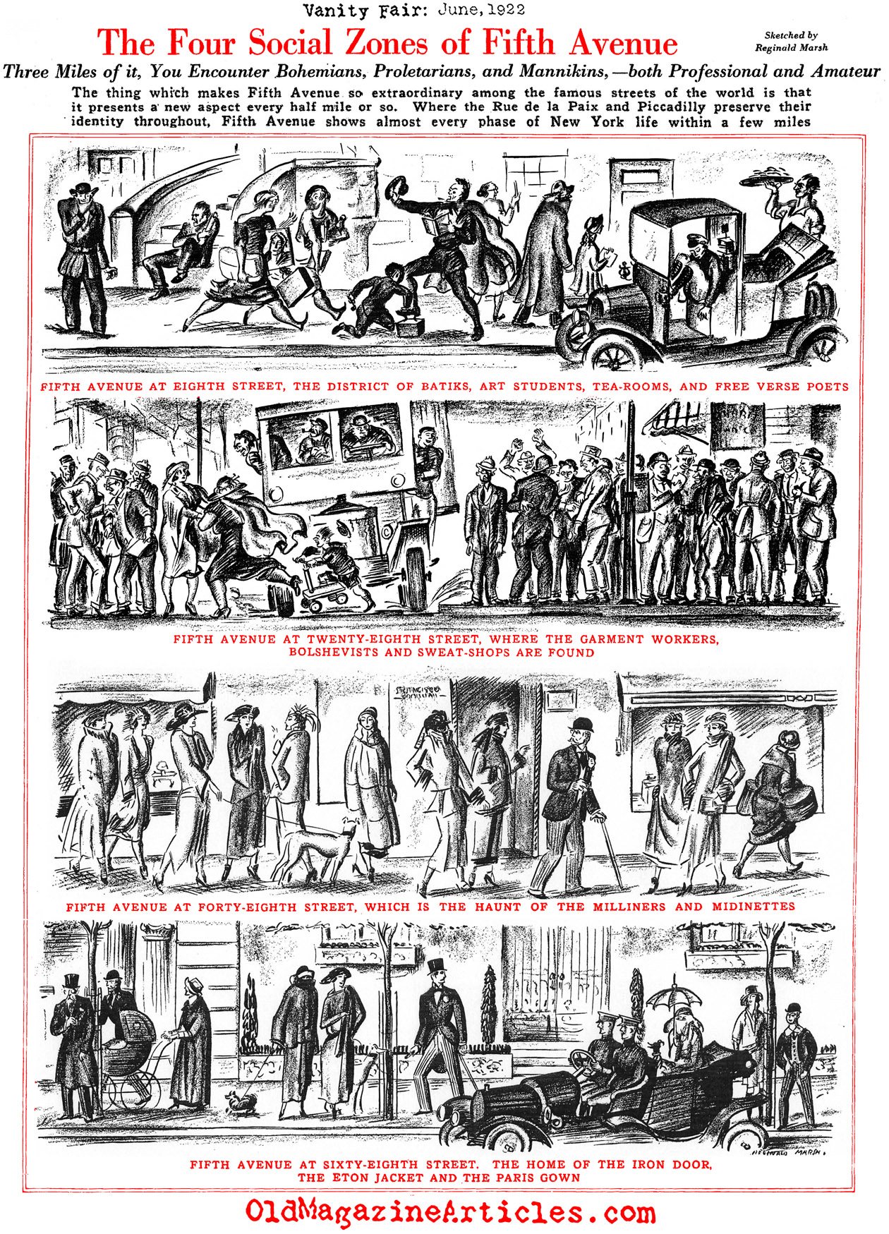 The Four Social Zones of Fifth Avenue (Vanity Fair Magazine, 1922)